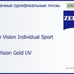 Линза для очков Carl Zeiss Single Vision Individual Sport 1.6 DuraVision Gold UV, рецептурная, Sph 6.00 — -6.00, Cyl 0.00 — 6.00