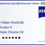 Фотохромная линза для очков Carl Zeiss Single Vision SmartLife 1.5 PhotoFusion X DuraVision Chrome UV, рецептурная, Sph 6.00 — -6.00, Cyl 0.00 — 4.00