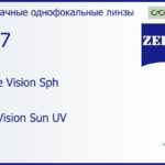 Линза для очков Carl Zeiss Single Vision Sph 1.67 DuraVision Sun UV, рецептурная, Sph 8.00 — -12.00, Cyl 0.00 — 6.00
