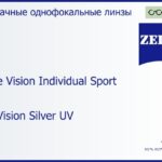 Линза для очков Carl Zeiss Single Vision Individual Sport 1.6 DuraVision Silver UV, рецептурная, Sph 6.00 — -6.00, Cyl 0.00 — 6.00