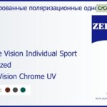 Тонированная поляризационная линза для очков Carl Zeiss Single Vision Individual Sport 1.6 Polarized DuraVision Chrome UV, рецептурная, Sph 6.00 — -6.00, Cyl 0.00 — 6.00