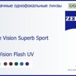 Линза для очков Carl Zeiss Single Vision Superb Sport 1.6 DuraVision Flash UV, рецептурная, Sph 6.00 — -6.00, Cyl 0.00 — 6.00