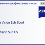 Линза для очков Carl Zeiss Single Vision Sph Sport 1.6 DuraVision Sun UV, рецептурная, Sph 6.00 — -6.00, Cyl 0.00 — 6.00