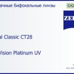 Бифокальная линза для очков Carl Zeiss Bifocal Classic CT28 1.5 DuraVision Platinum UV, рецептурная, Sph 8.00 — -12.00, Cyl 0.00 — 5.00