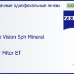 Минеральная линза для очков Carl Zeiss Single Vision Sph Mineral 1.8 Super Filter ET, рецептурная, Sph 0.00 — -20.00, Cyl 0.00 — 10.00