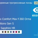 Фотохромная прогрессивная линза для очков Essilor Varilux Comfort Max f-360 Orma 1.5 Transitions Gen S Crizal Sapphire HR, Sph 6.00 — -10.00, Cyl 0.00 — 6.00