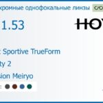 Фотохромная линза для очков Hoya Nulux Sportive TrueForm 1.53 AS Sensity 2 Hi-Vision Meiryo, рецептурная, Sph 4.00 — -4.00, Cyl 0.00 — 4.00